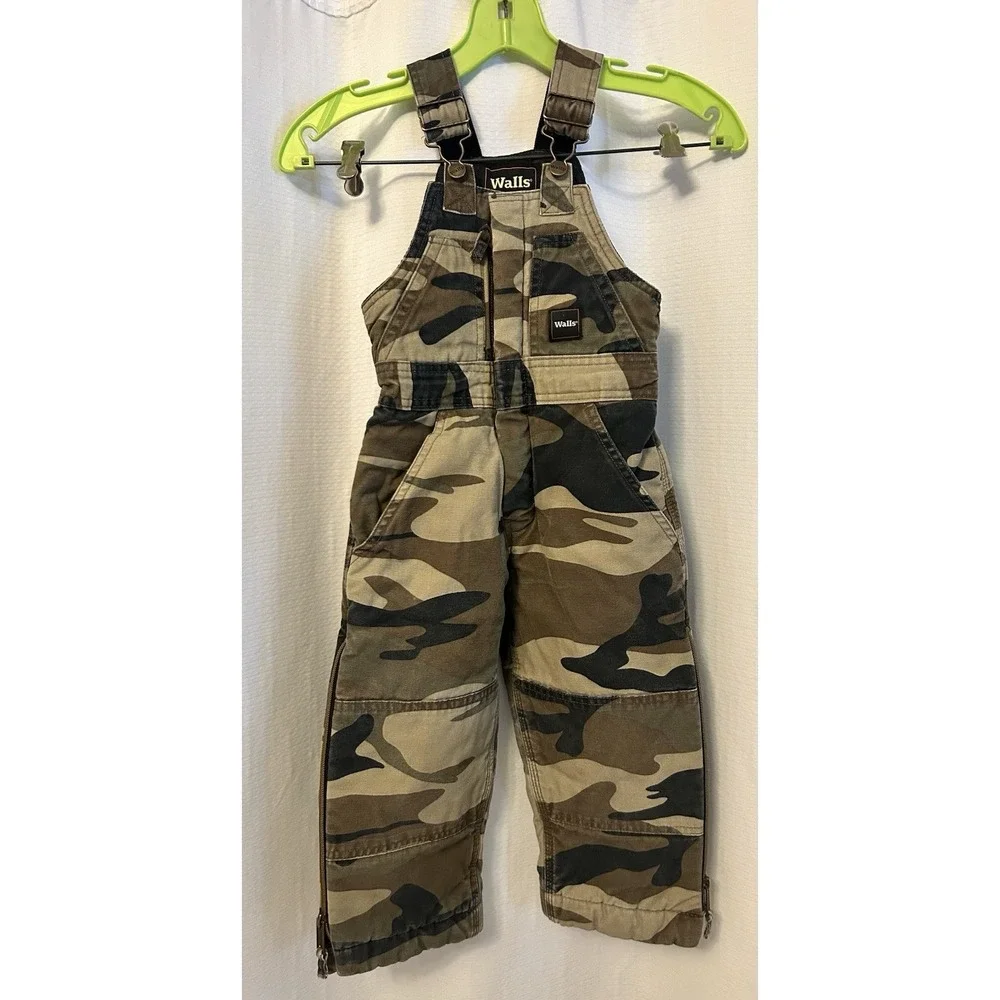 Walls Camo Bib Overalls Kids Toughwear Youth Sz XS Insulated